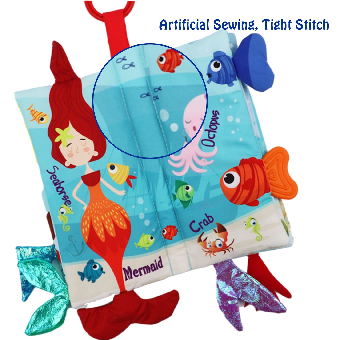 bebe mondo Unicorn Baby Crinkle Books & Mermaid Fish Teething Toy for Newborn Babies Infants 0-3-6-12-18 Months Baby Gift