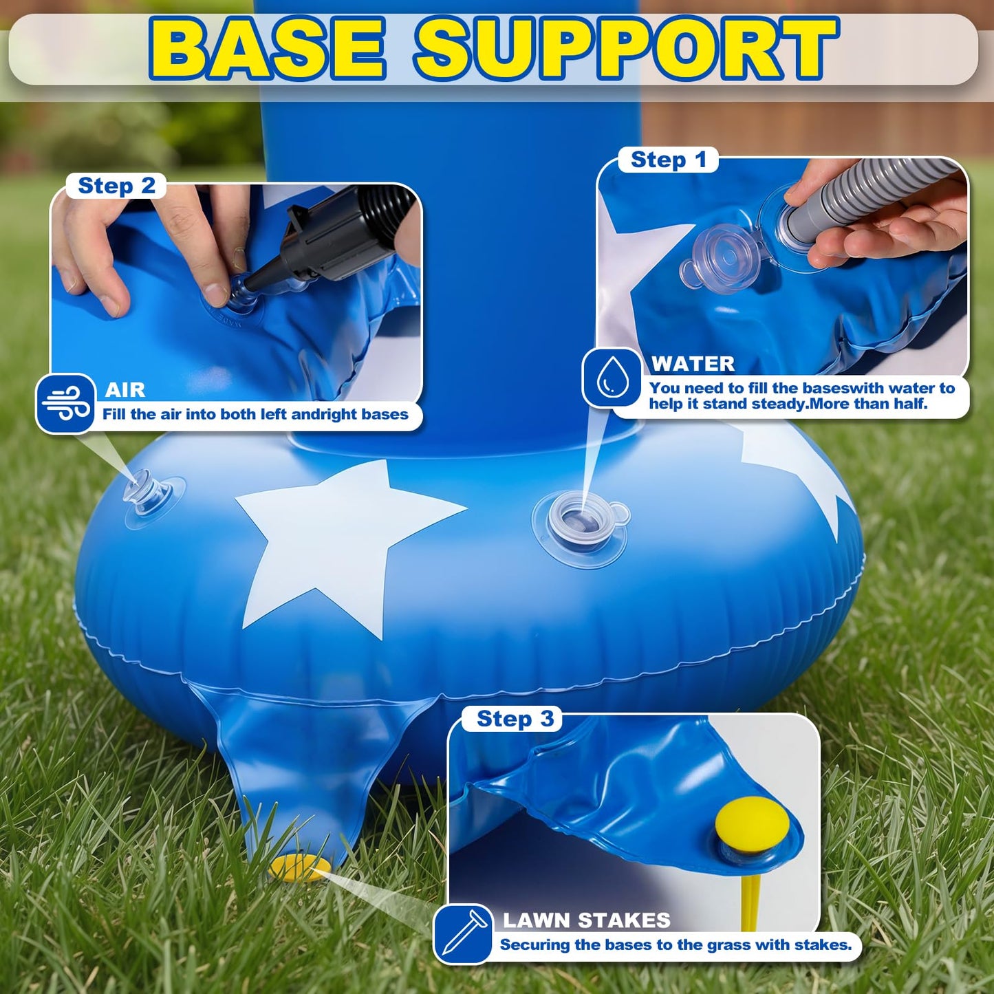 AURASUN Outdoor Sprinkler for Kids Age 3-7 Years Old - Eagle Arch Inflatable Kid Sprinklers for Yard - Water Park Supply Summer Party 4th of July Independence Day Gifts for Toddlers 8 x 6 FT Tall