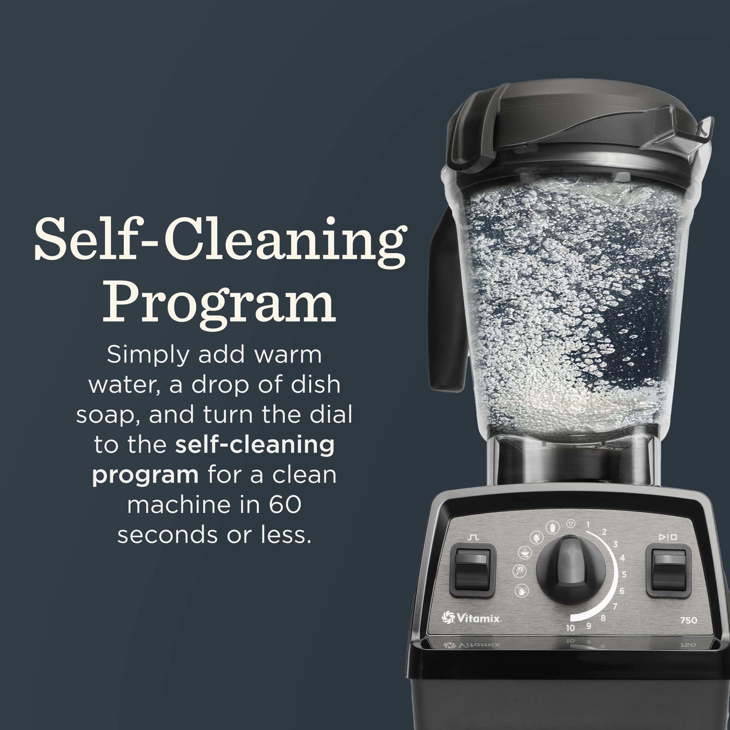 Vitamix Propel Series 750 Blender with Four Blending Programs, Self-Cleaning Program, Professional-Grade Blender for Smoothies, Soups and More, Stainless-Steel Blades, 64 Oz Container, White