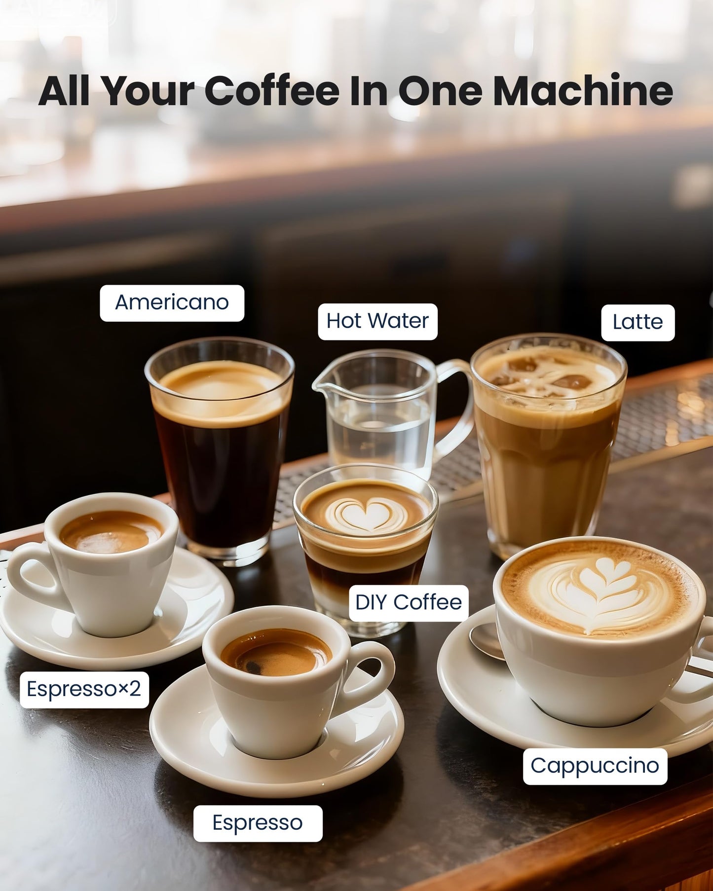 ICEVIVAL Automatic Espresso Machine, 20 Bar Espresso Maker with Touch Control, 15-Grind Settings Super Automatic Coffee Machine with Integrated Milk Frother, Auto Self-Cleaning