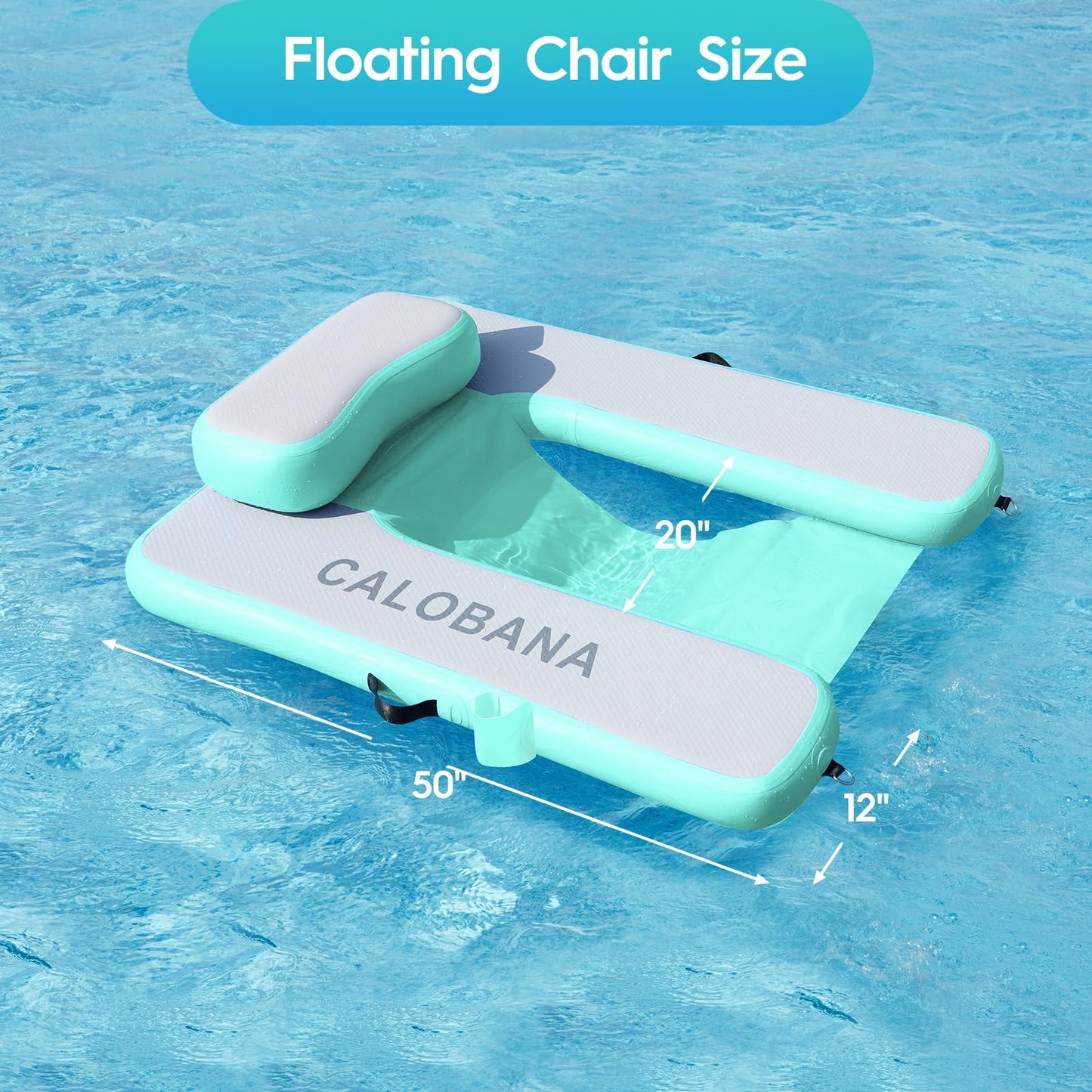 CALOBANA Inflatable Pool Floats, Floating Chair Pool Lounger Float for Adult Floaties Rafts Chair for Pool Lake River Beach Party, Grey & Mint Green
