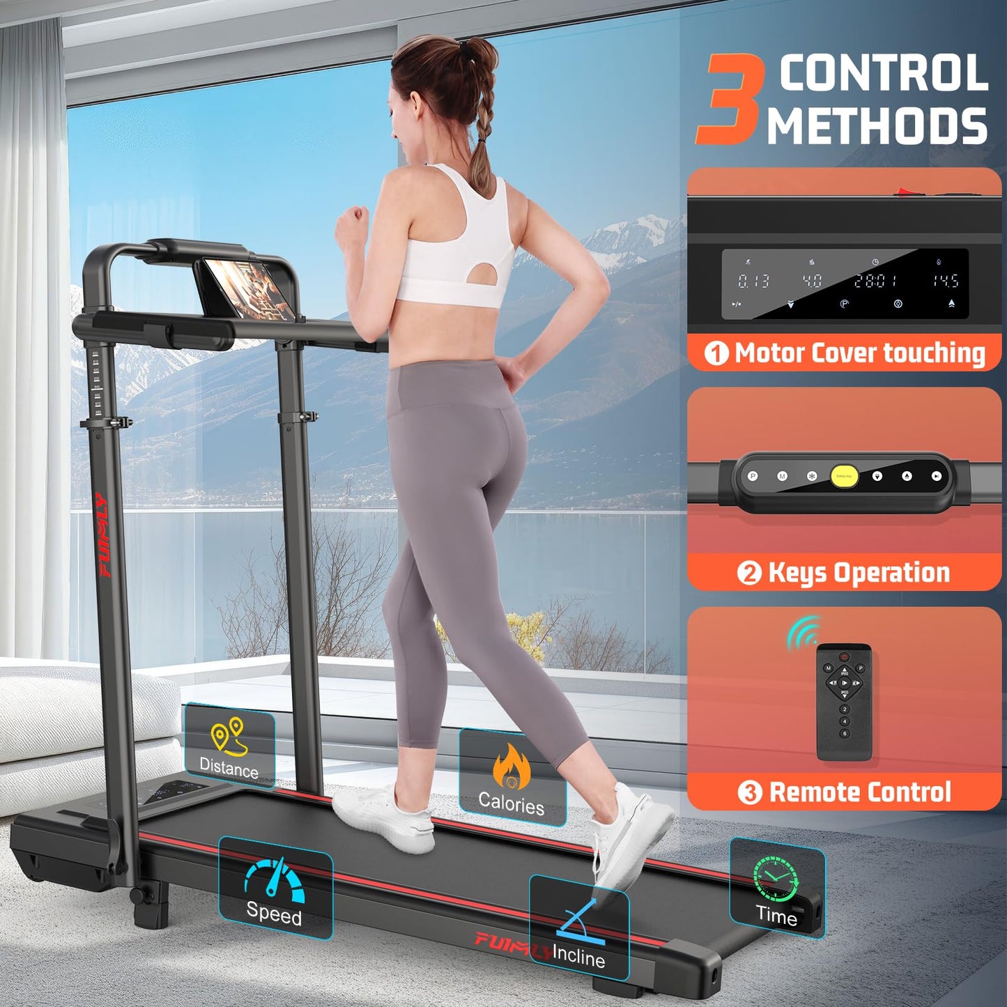 Walking Pad Treadmill with Removable Desk Workstation, 15% Incline Treadmill with Handle Bar, Foldable Treadmills Under Desk, Adjustable Height, 400 lbs+ Capacity, Walking or Running for Home Office