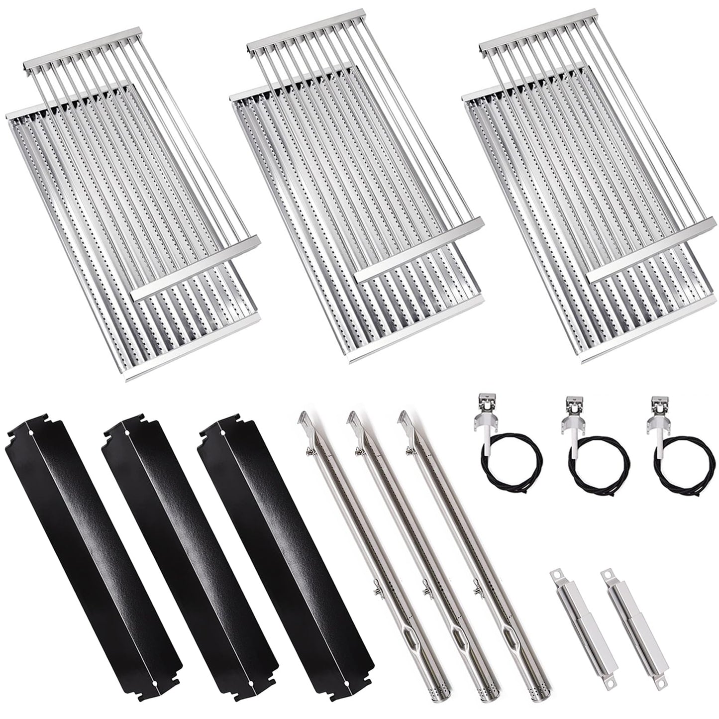 Criditpid Stainless Steel Grate & Emitter Plate, Burners & Ignitors, Heat Tents & Carryover Tubes Kit Replacement for Charbroil 463247412 463257110 463247009 463247109 463225312 463270909 Gas Grill.