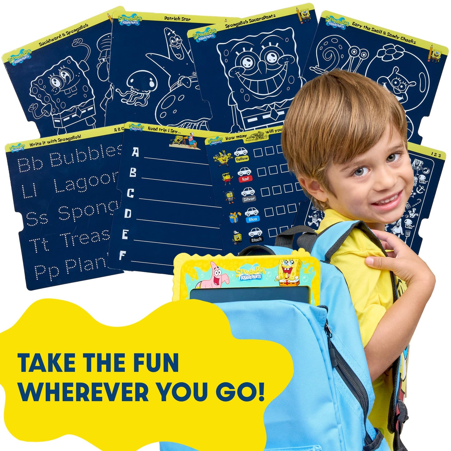 Spongebob ScribblePop LCD Writing Tablet – Reusable Doodle Board Drawing Pad & Tracing Cards – Mess‑Free Educational Travel Toy & Gift for Boys & Girls Ages 3–9