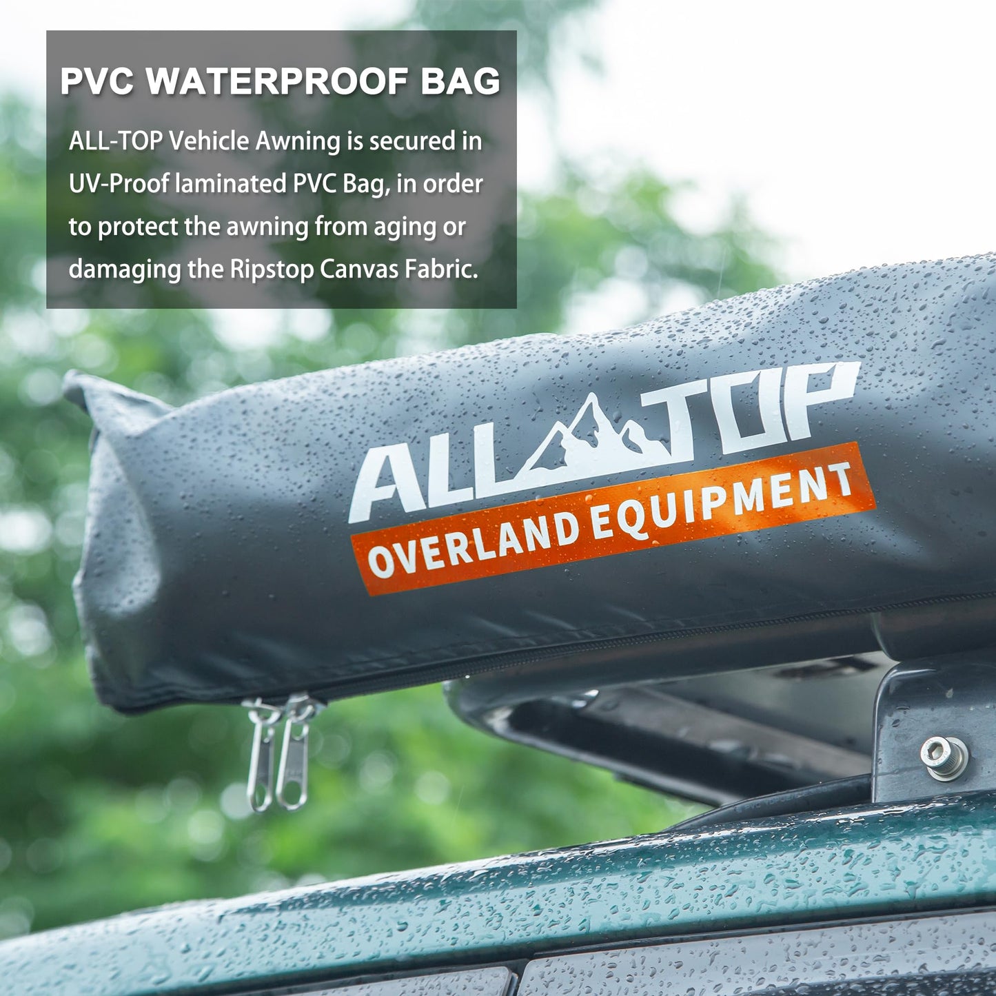 ALL-TOP Vehicle Awning 6.6'x10' Roof Rack Pull-Out Sun Shade UV50+, Weatherproof 4x4 Side Awning for Camping & Overland (Hardware Included)