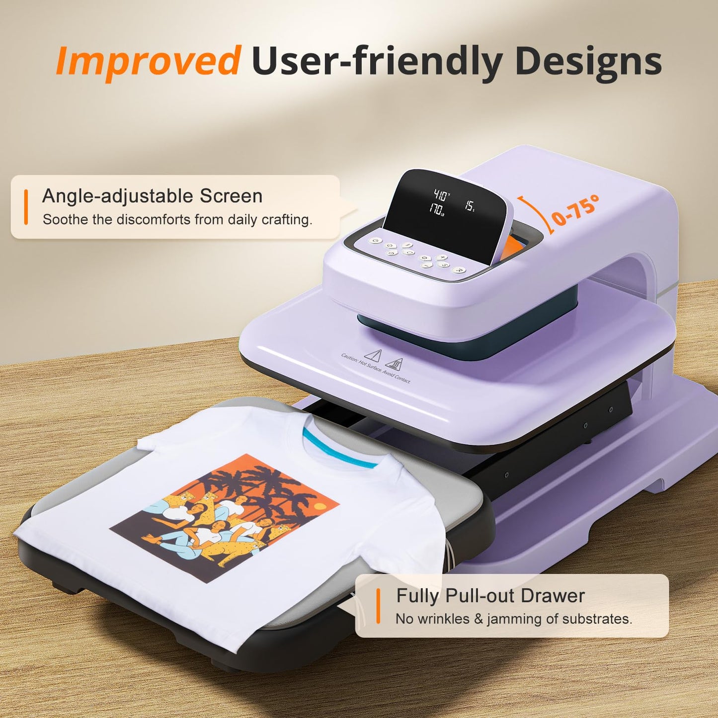 HTVRONT Auto Heat Press 2, Auto Tumbler Heat Press Purple, Teflon Sheets, Heat Resistant Gloves, Heat Tape