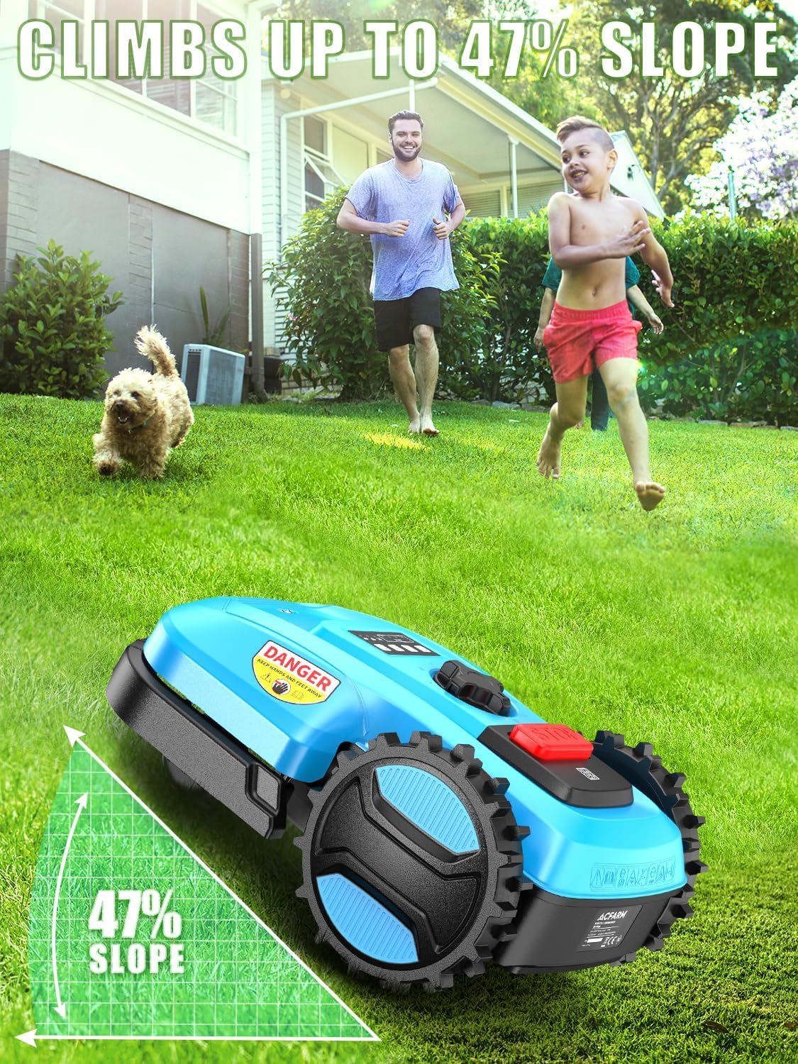 ACFARM Robotic Lawn Mower 1/2 Acre/21,000 Sq.Ft, Automatic Lawnmower for Lawn 47% Slope, Cut Height 0.8"-2.4", APP Control