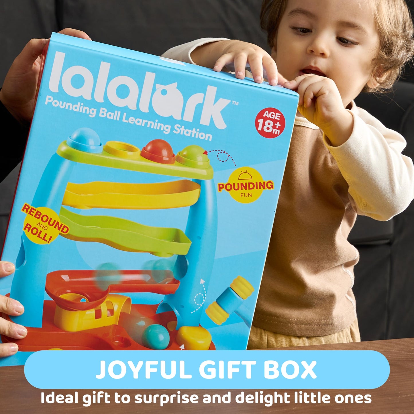 lalalark Ball Drop Toy for Toddlers, Track Stacking Learning Pound a Ball with Hammer, Early Developmental Montessori Toy, Birthday Gift for Boys & Girls Age 18M+ 2 3 Year Old Baby Kids