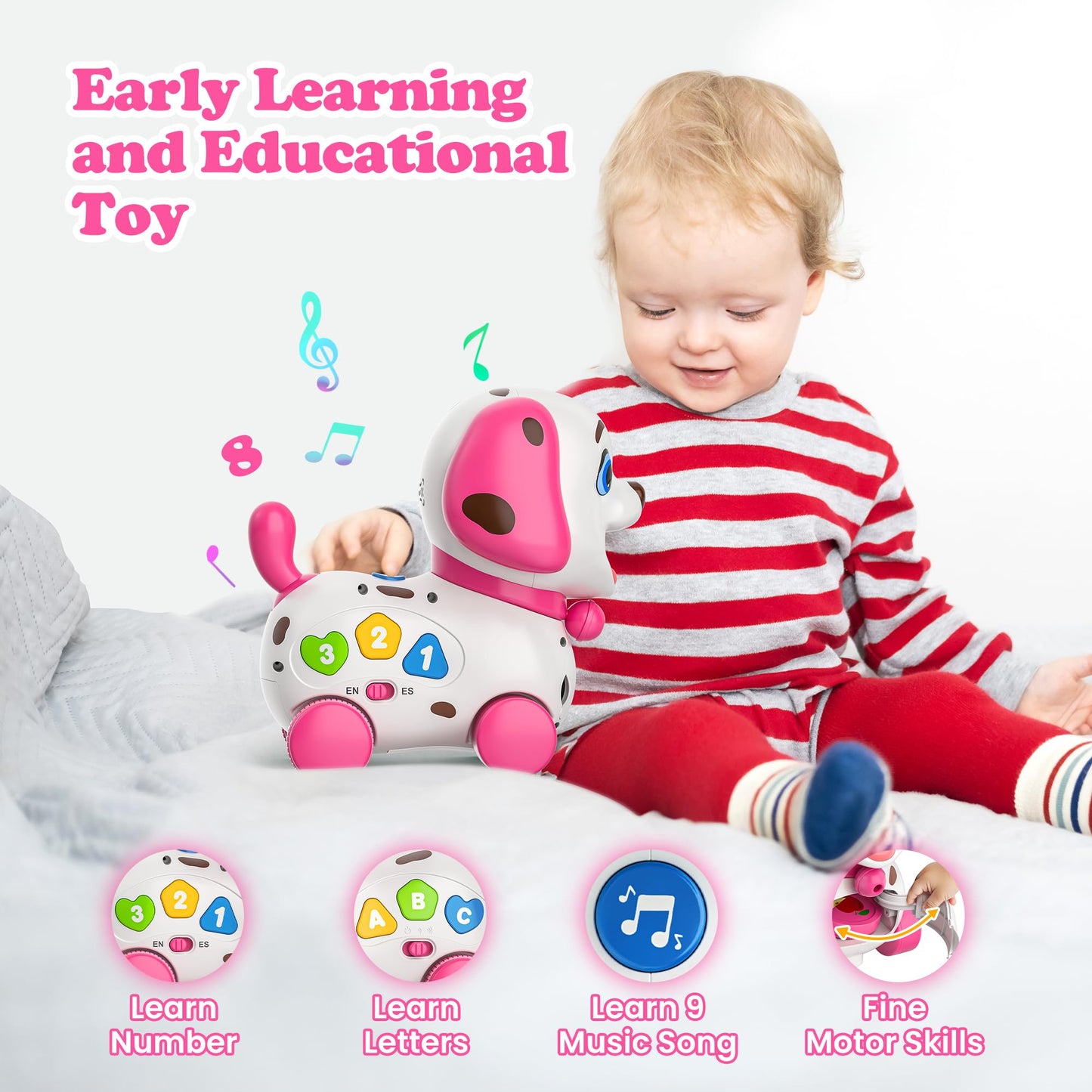 Musical Toys for 1 Year Old Girl Gifts, Bilingual Baby Toys 6-12-18 Months, First 1st Birthday Girl Gifts, Learning Educational Toddlers Puppy for 1 Year Old Boy Present