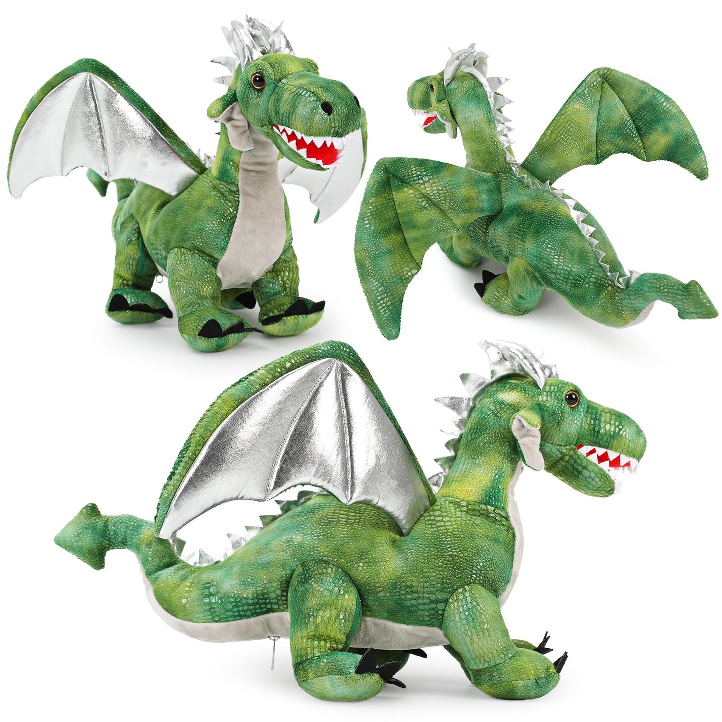 Karister 7Pcs Giant Green Dragon Plush Toy Set, 21.7" Big Mother Dragon Stuffed Animal with 4 Babies & 2 Eggs, Stuffed Dinosaurs for Kids Boys Girls, Cute Soft Plushies Gift for Birthday Christmas