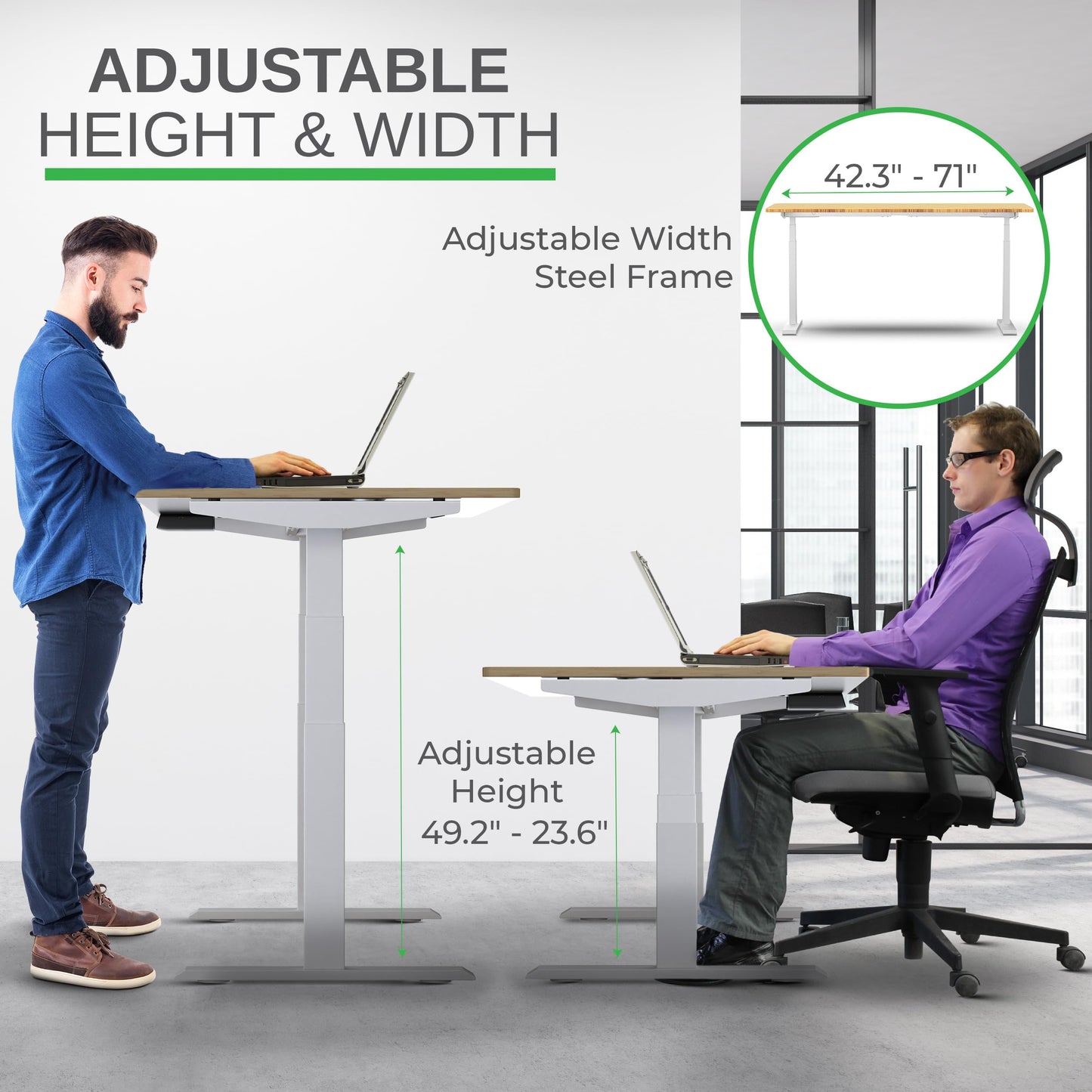 Rise Up Standing Desk Legs, Adjustable Standing Desk Frame Dual Motor w/Memory, Electric Frame Base Height Desktop Table, Sit Stand Electric Table Legs