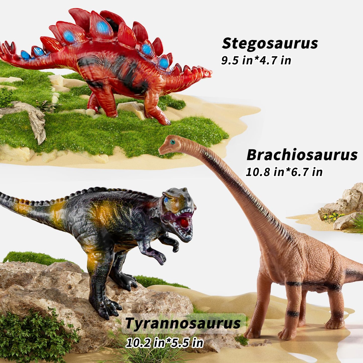 NIPLOOOW Big Dinosaur Toys for Kids 3-5, 7 Piece Realistic Soft Dinosaur Figures, Jumbo Dinosaur Toys for Kids 5-7, Dinosaur Party Favors, Birthday Gifts for Boys & Girls