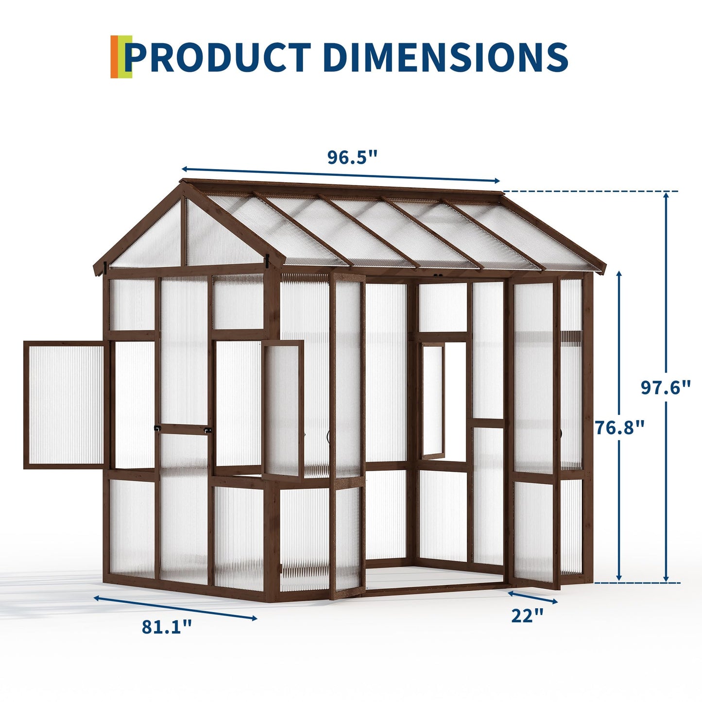 6x8 ft Wooden Greenhouse for Outdoor - Heavy Duty Walk-in Green House Kit with 6 mm Polycarbonate,Ventilated Window & Lockable Door for Backyard,Patio,Lawn