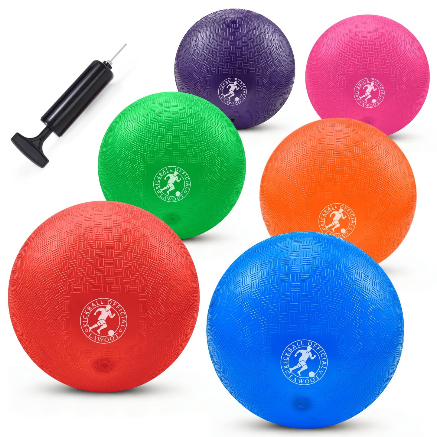 Yelaonen 9 Inch Playground Ball Dodgeball Balls Kickball, Pack of 6, 4 Square Balls Dodge Balls for Kids, Kickballs Handball for Indoor Outdoor Games, Includes Pump