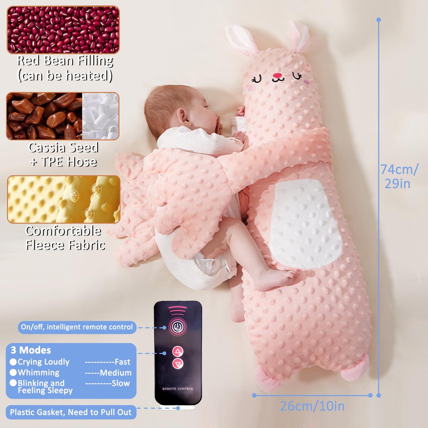 Joyfubabe Baby Soothers Toys, Cute Animal Plush Stuffed Doll Toy for Girls Boys, Plush Figure Soothing Toys for Home and Travel