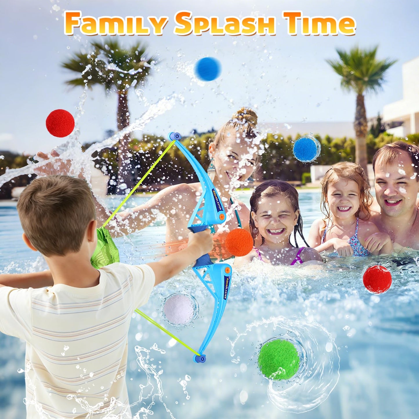 AOSPHYS 25Pcs Reusable Water Balloons with 2pcs Bow and Arrow for Kids, Pool Beach Water Fight Equipment for Boys and Girls, Outdoor Summer Toys for Kids Ages 3-12