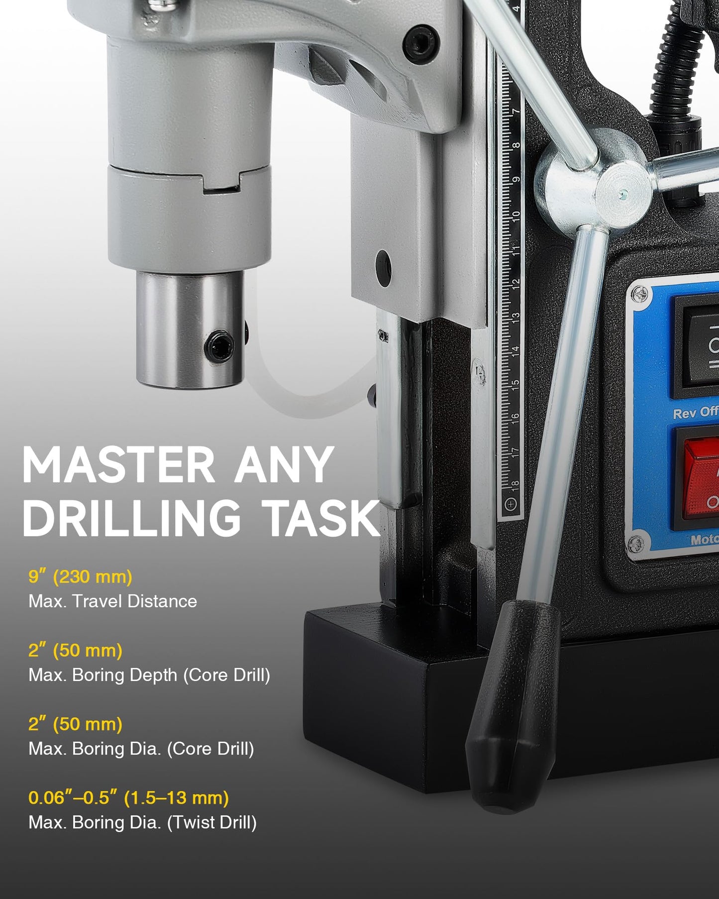 ZELCAN Mag Drill Press, 1550W Portable Magnetic Drill Press with 2" Boring Diameter Bundle with Annular Cutter Set, 6pc Mag Drill Bit Kit with 2" Cutting Depth