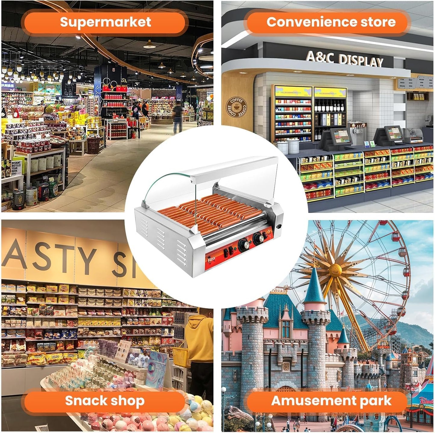 1700W Hot Dog Rollers,30 Hot Dog Capacity 11 Non-stick Stainless Steel Rollers,Hot Dog Machine With Dust Cover,Hot Dog Roller Machine With Dual Temp Control And Led Light/Detachable Drip Tray (sliver)