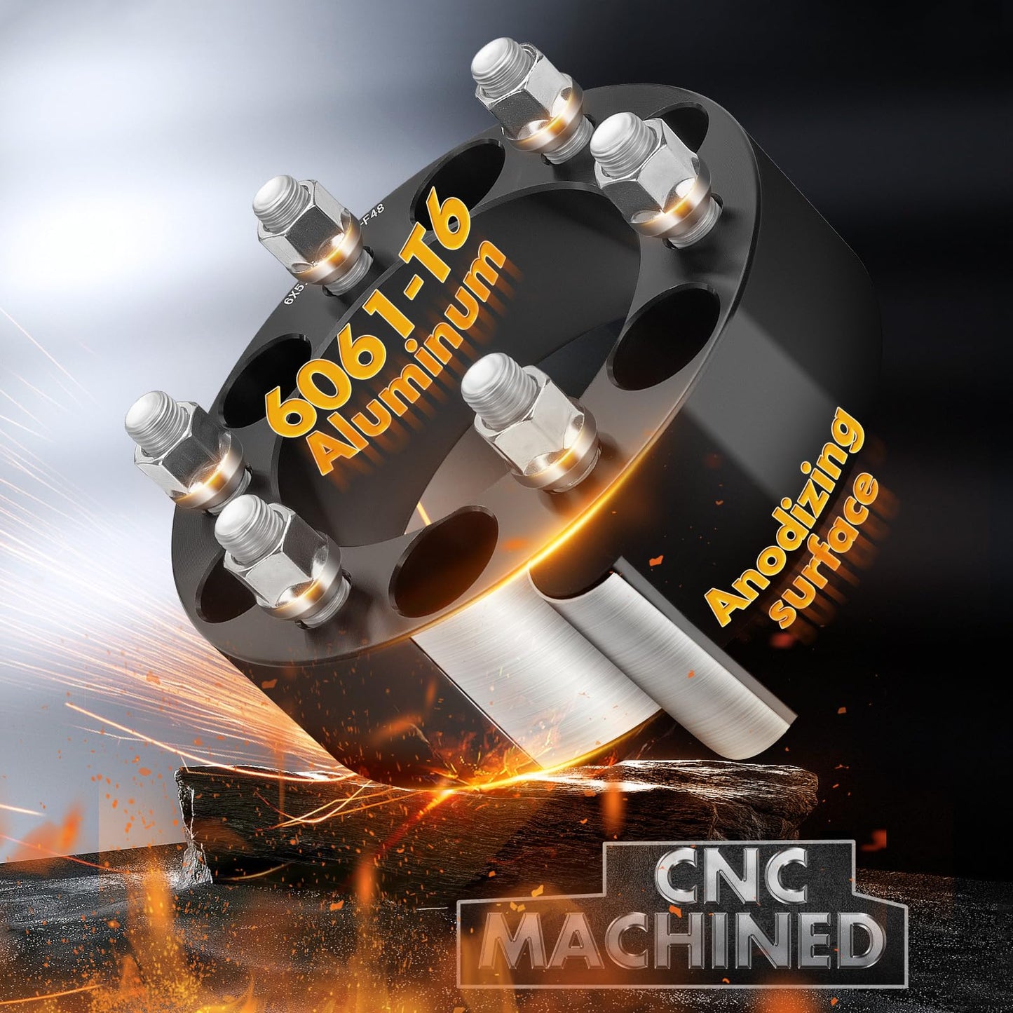 dynofit 6x5.5 to 6x5.5 Forged 2inch Wheel Spacers Adapters for 1999-2025 Silverado Sierra 1500 Yukon 2019-2025 Ram 1500 | Set of 4-Piece Compatible with Chevrolet GMC Cadillac 6x139.7 M14x1.5 Studs