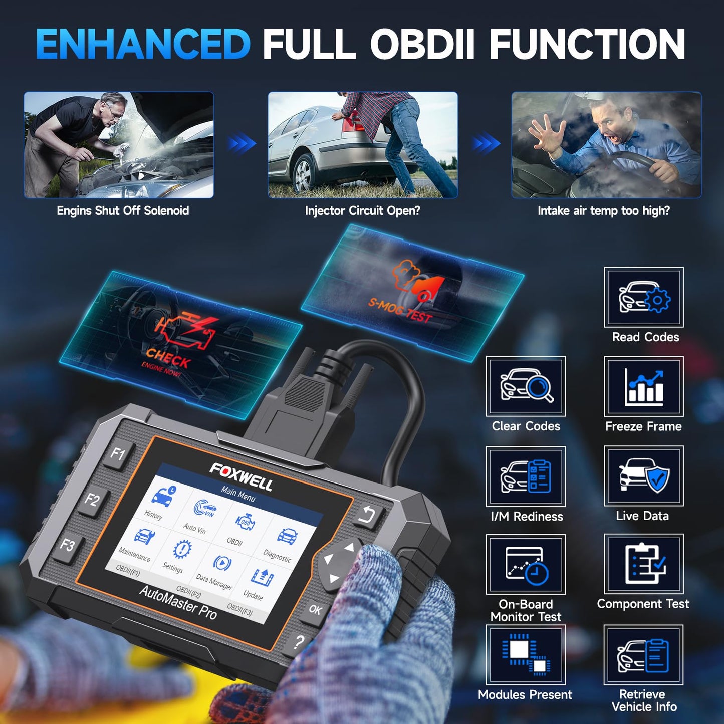 2026 FOXWELL NT614 Elite OBD2 Scanner with 5 Resets ABS Bleeding, SAS Calibration, Oil, EPB, Throttle, Upgrade of NT604 Code Reader Scan Tools, ABS SRS Engine Transmission Battery Test Car Scanner