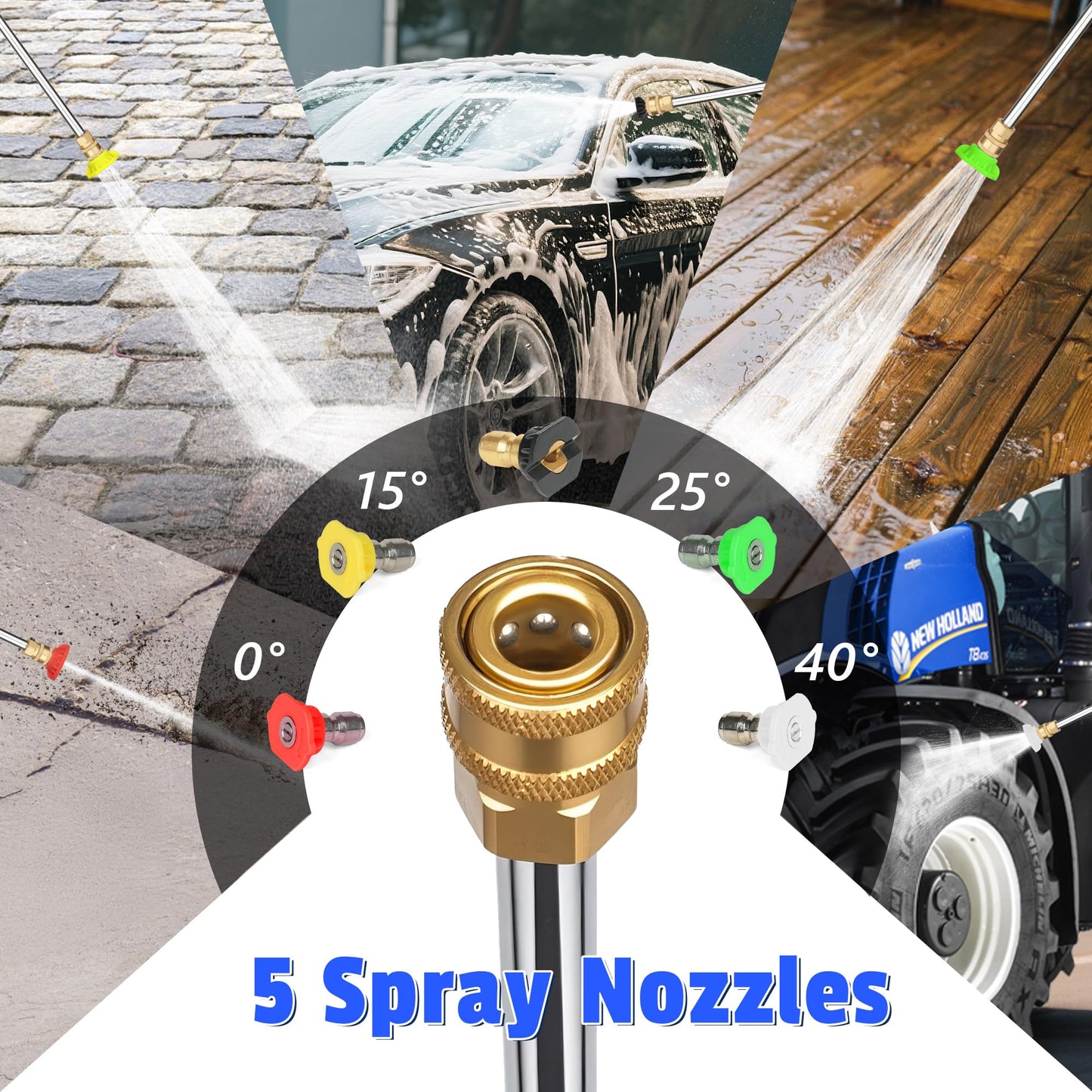 AACULPET 3600PSI Gas Pressure Washer, 2.3 GPM 212CC High Pressure Washers, 30FT Hose with Reel, Built-in Soap Tank, 5 Quick-Connect Nozzles, Axial Pump, Heavy Duty Gas Power Washer for Cars Driveways