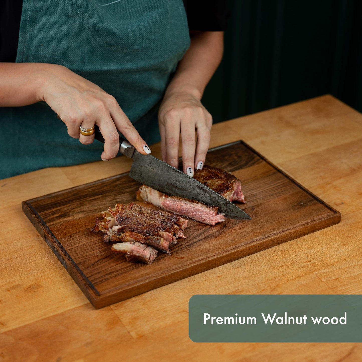 Walnut Wood Cutting Boards Set – Non Toxic, Solid Wood Cutting Board with Juice Groove - Wooden Charcuterie Boards for Serving Food - Wooden Chopping Board Set – Premium Dark Hardwood – Wedding Gifts