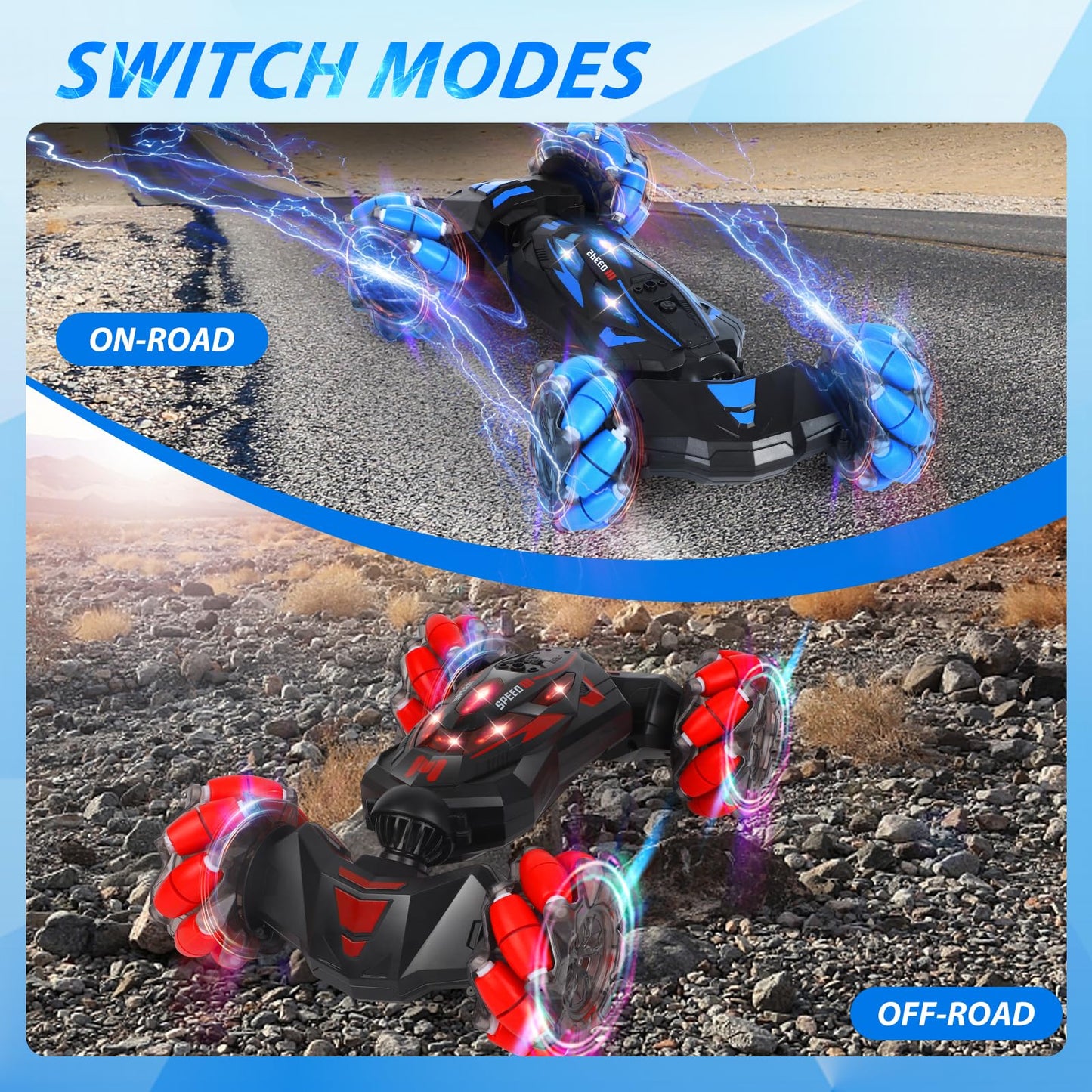 XAMIMM RC Stunt Car, 2.4 GHz 4WD Remote Control Gesture Sensor Toy Cars, Double Sided Rotating Off Road Vehicle 360° Flips with Lights Music, Drift rc car for Boys and Girls 5-13 Birthday