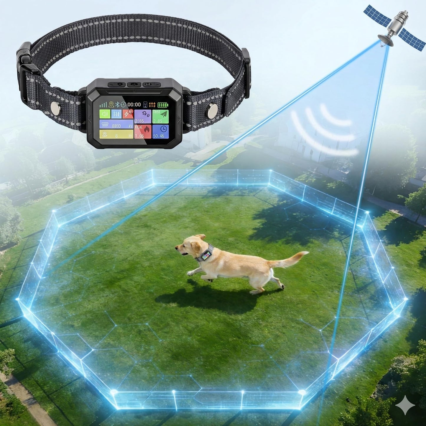 Lilyeel GPS Wireless Dog Collar Fence System - No Monthly Fee App Control, Custom Polygon Boundary & Remote Training, Free Phone Tracker for Up to 5 Pets, Virtual Electric Fence for Dogs, Dark Gray