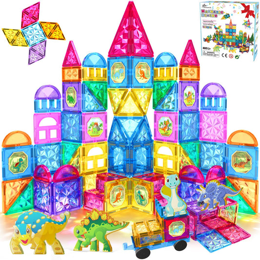 Jasonwell 110PCS Magnetic Tiles Building Blocks Set for Boys Girls Preschool Educational Magnet Construction Kit Stacking STEM Toys Christmas Birthday Gifts for Kids Toddlers 3 4 5 6 7 8 9 + Year Old