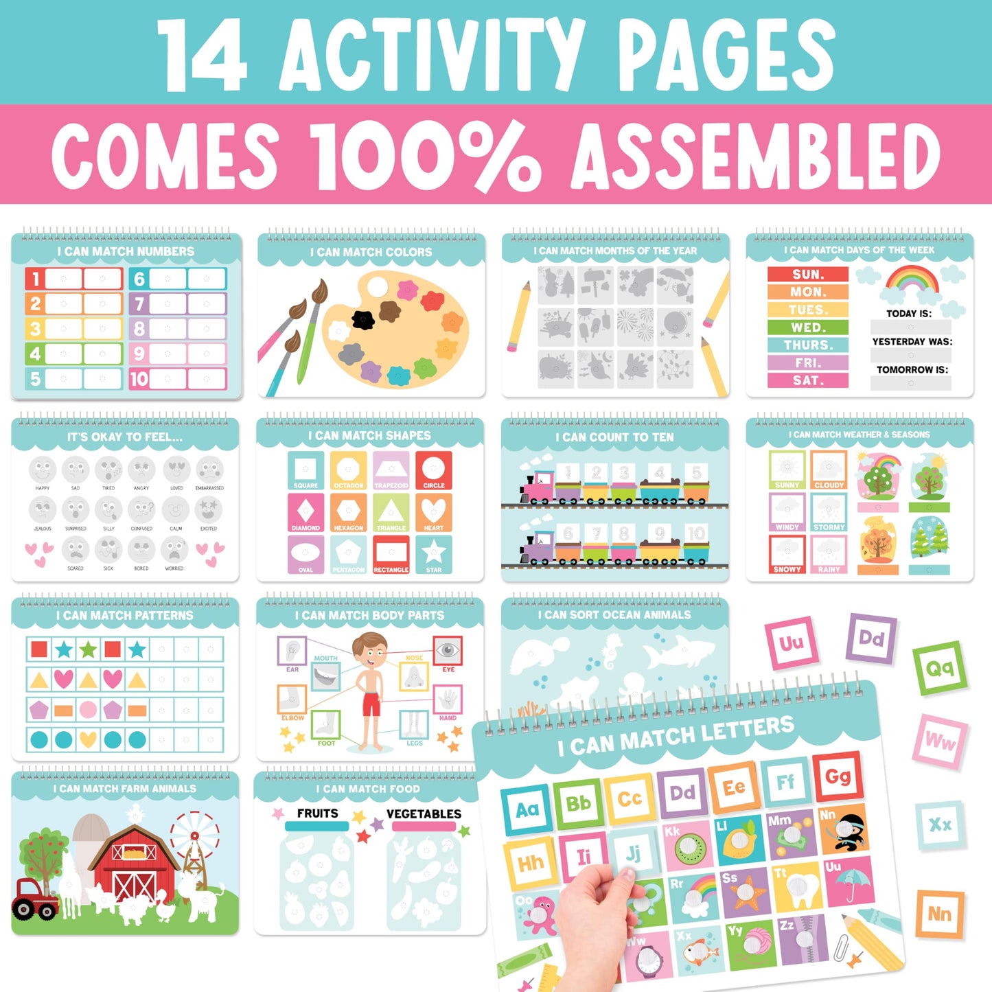 My First Busy Book For Toddlers 3-5 - My Preschool Busy Book For 5-7 Year Old, Toddler Activity Books, Homeschool Preschool Learning Activities, Coloful Kindergarten Learning Activities