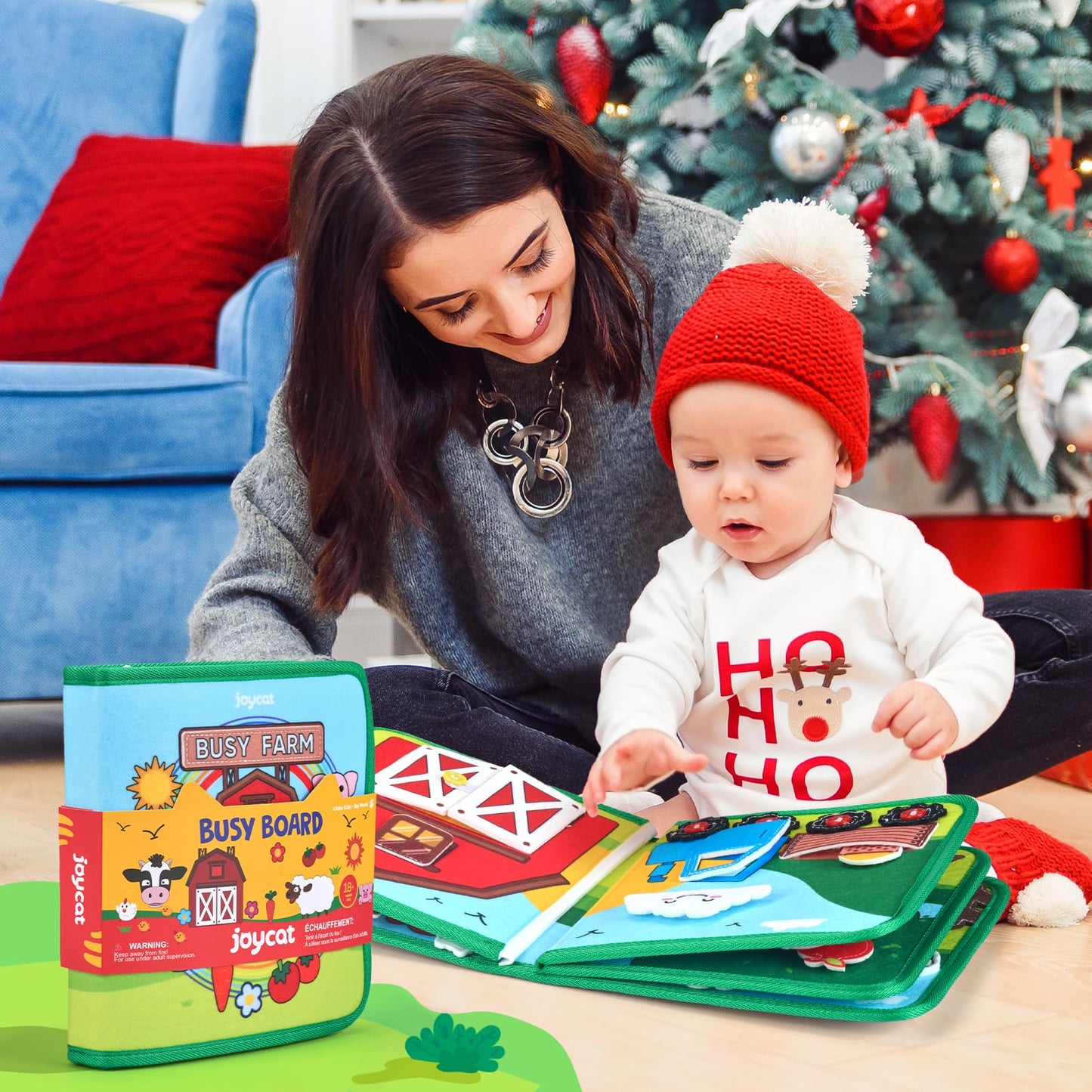 JoyCat Farm Busy Book for Toddlers 1–3 – Quiet Montessori Activity Book with 15 Daily Life Activities, Screen-Free Travel Toy for Toddlers, Easter Basket Stuffers Gifts Kids