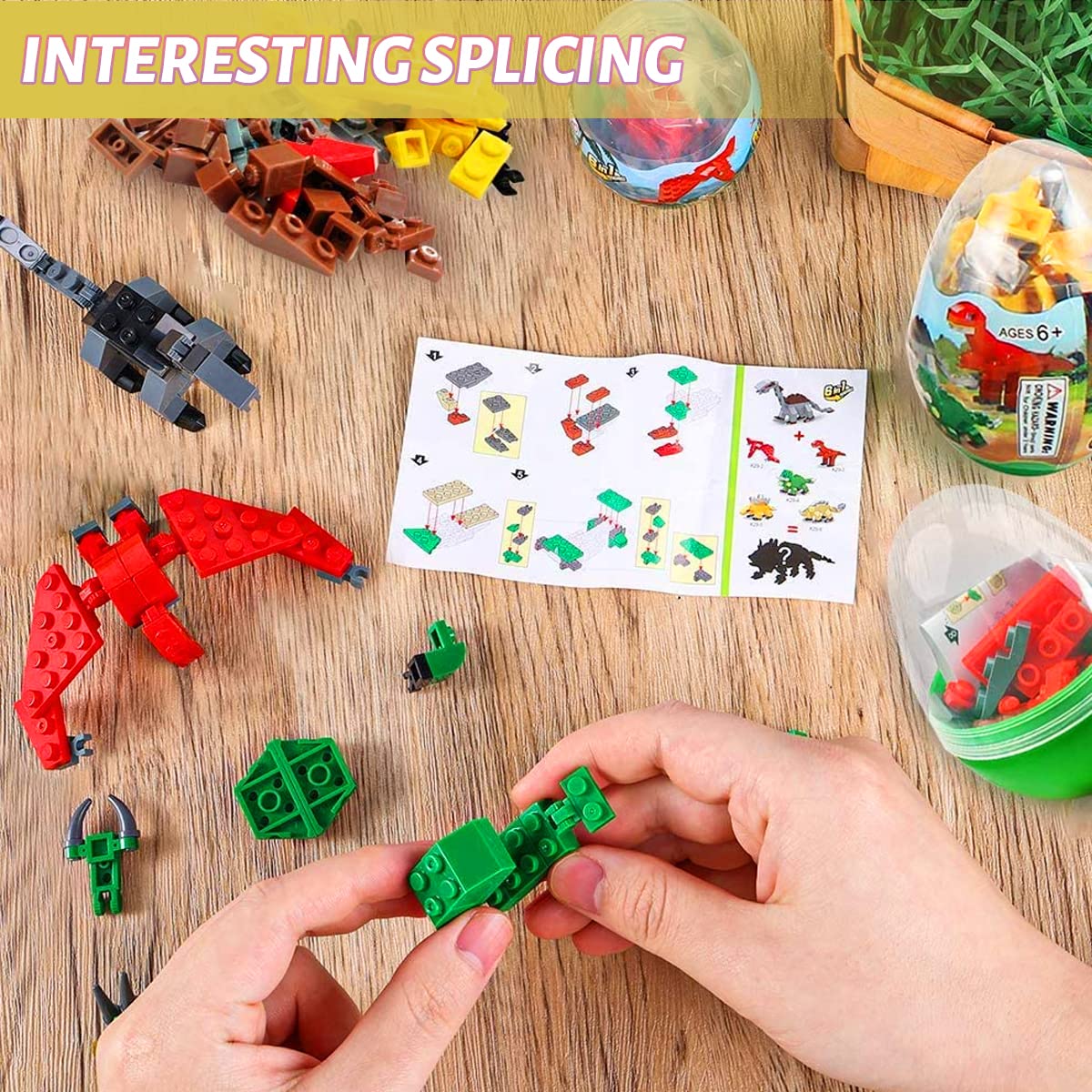 LEBOCADO Mini Building Block Sets,12 Pack Dinosaur Toys Building Blocks, 6 in 1 STEM Toys Eggs Building Sets, Party Favors for Kids Goodie Bags Prizes Birthday