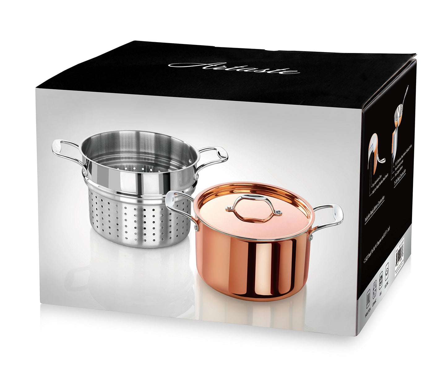 Artaste Rain Copper Clad Cookware (7.5 QT Stock Pot + Steamer)