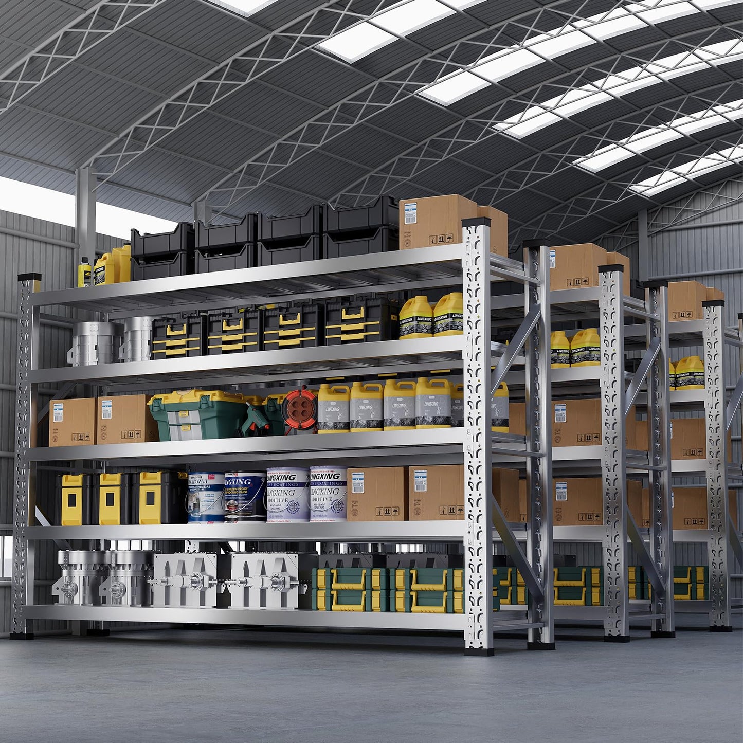 ZZV 78" W x 78" H Garage Shelving Heavy Duty Storage Shelves 5 Tier Stainless Steel Industrial Shelf Adjustable Garage Shelving Unit Utility Rack Shelf for Warehouse Basement Kitchen, 3858 LBS