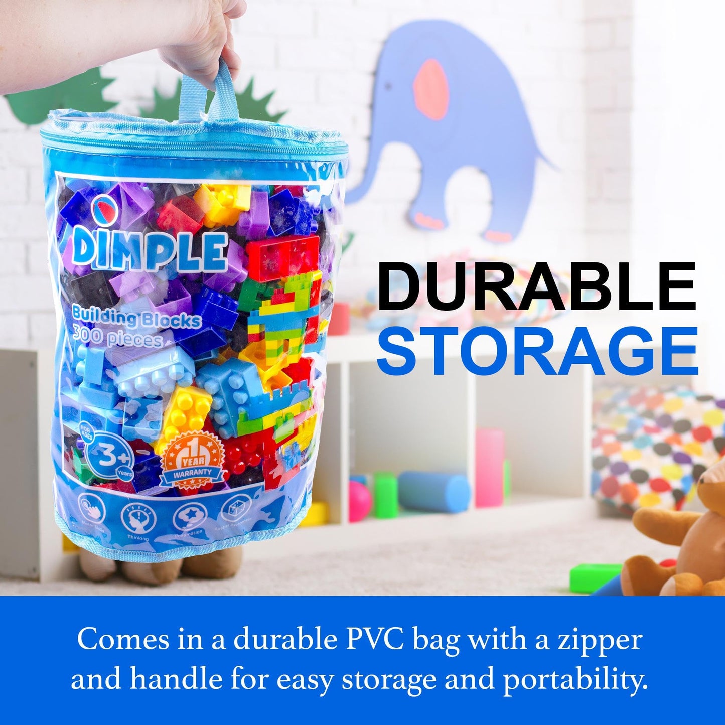 Dimple Building Blocks for Toddler (300 Pcs) Stacking Toys & Puzzle Games for Learning and STEM Fun Montessori Toys, Educational Baby Blocks Age 3+ Toddler Boy & Girl Birthday for Kids