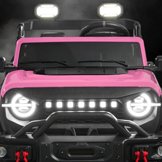 Best Choice Products Kids 24V 2-Seater Electric Ride On Car Truck w/ 132lb Weight Capacity, Parent Control, Bluetooth, LED Lights - Pink
