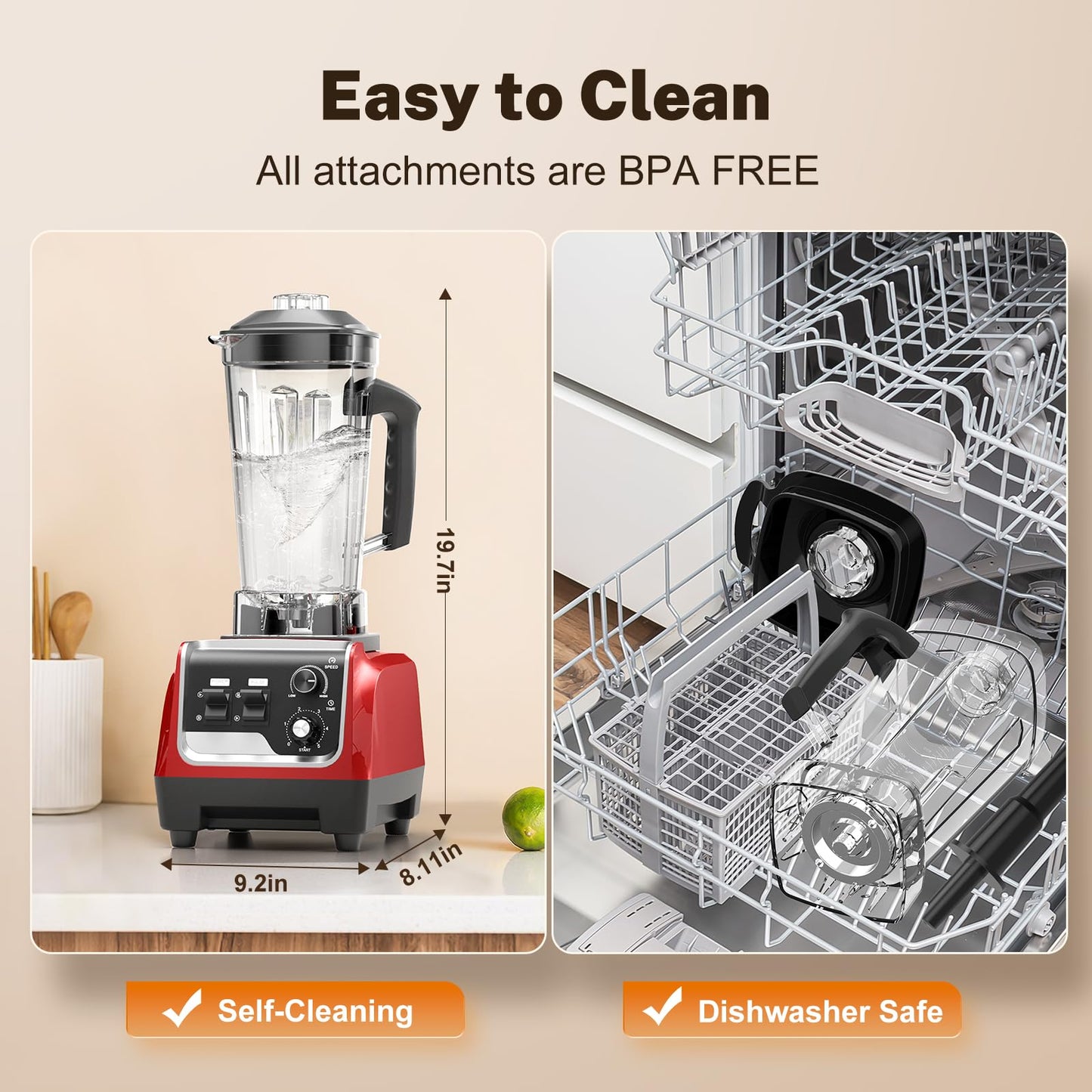MAGETANG Blender, 1800W Powerful Countertop Blenders for Kitchen with 70oz Pitcher &20oz Travel Cup, 28000 RPM Blender for Smoothies, Ice Crushing, Frozen Drinks, Multiple Speeds with Pulse & Timer