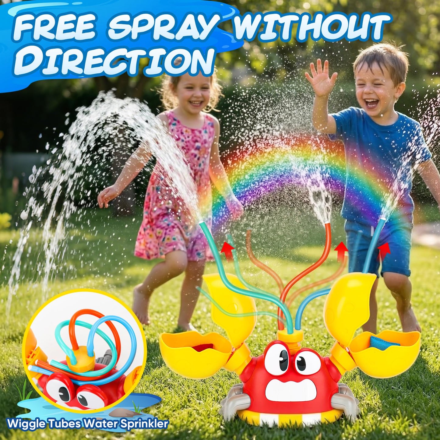 Water Sprinkler for Kids, Summer Outside Water Toys Attached to Garden Hose with 3 Spray Patterns & 4 Bean Bags for Toss Game, Kids Sprinklers for Yard Lawn Pool Games for Age 4-12 Yr Old Boys Girls