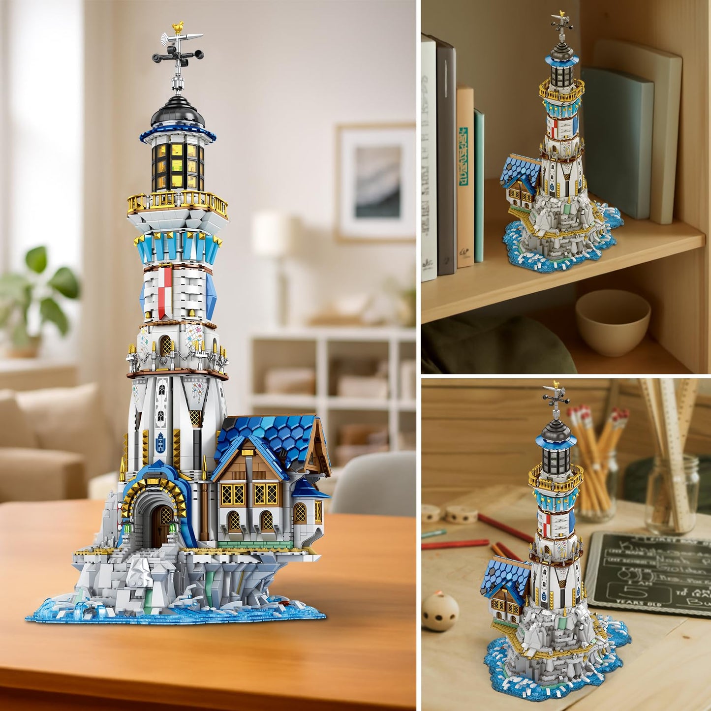 Reobrix Medieval Lighthouse Building Kit with Lights, Collectible Architecture Model for Home Decor, Ideas Display Gift for Adult Boys Girls(66028)