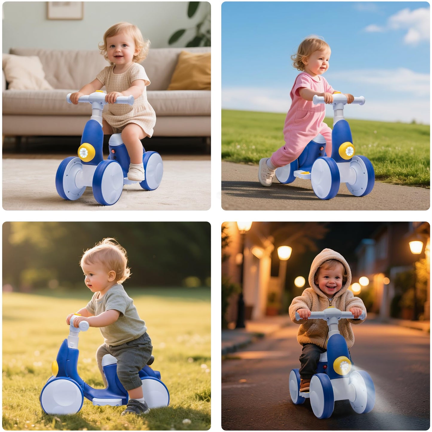 Electric Baby Balance Bike with Bubble Machine for 1 Year Old Boys Girls 4 in 1 Ride On Toys Toddler Balance Bike 12-48 Month Kids Bubble Bike First Birthday Gift with Powered Motor,Music,LED Lights