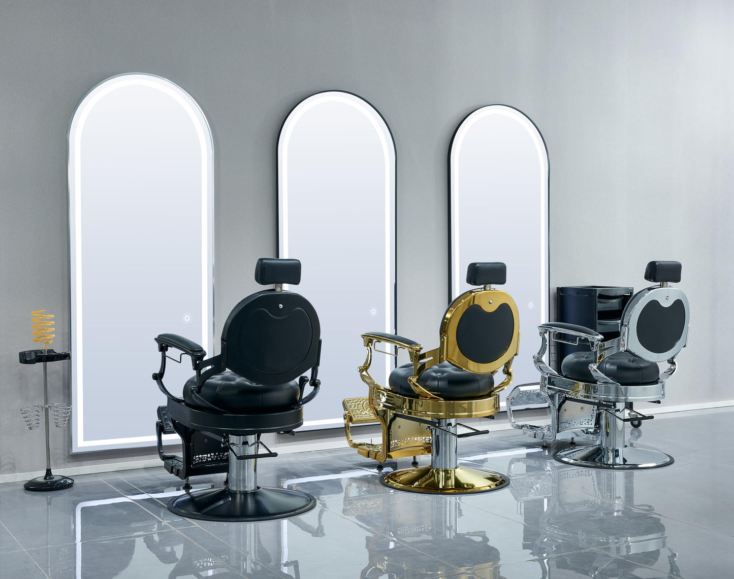 Lilfurni Professional Adjustable Vintage Barber Chair for Hairdressers Heavy Tattoo Shampoo Beauty Salon Equipment(Golden)