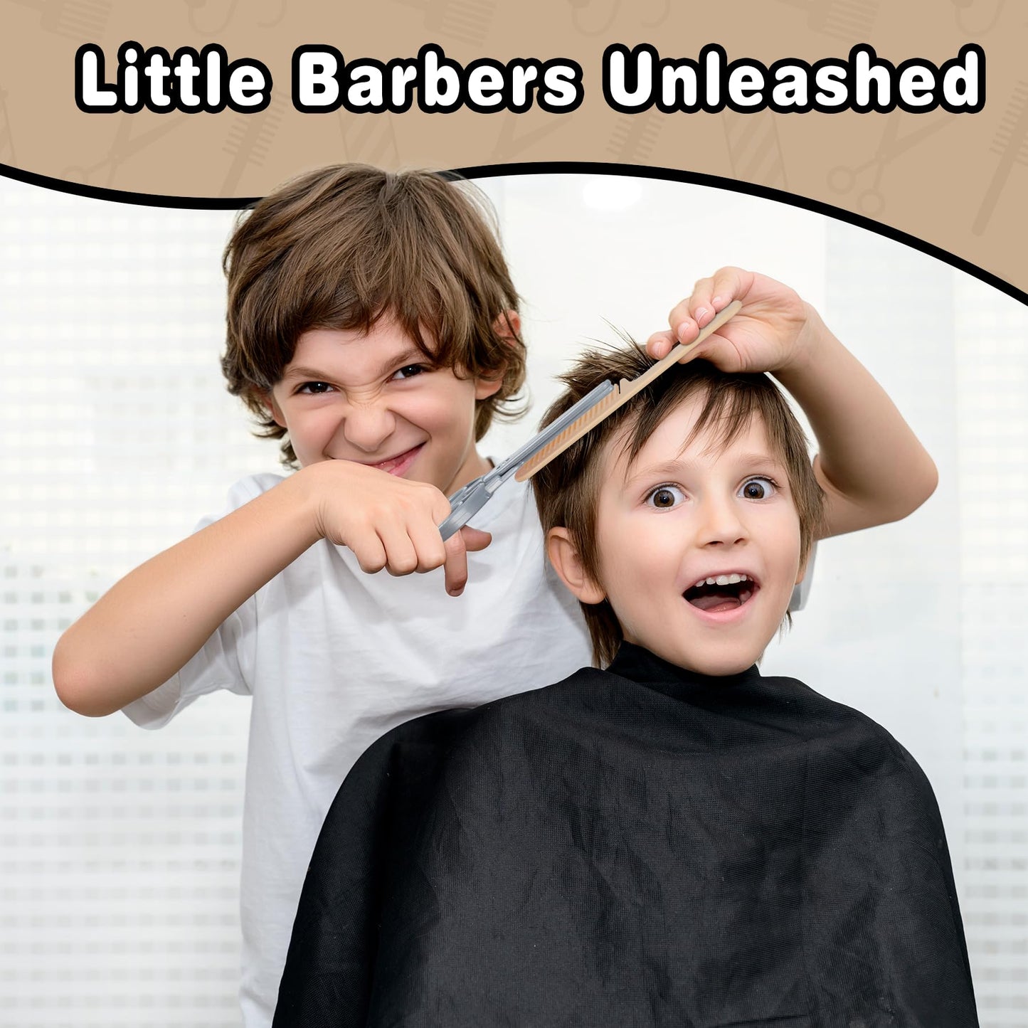 Kids Barber Shop Toy Set with Tool Belt, Realistic Haircut Kit for Boys 3+ with Light & Sound Dryer, Pretend Play Shaving Kit with Storage Box, Professional Stylist Role Play Gift, 10+ Pcs