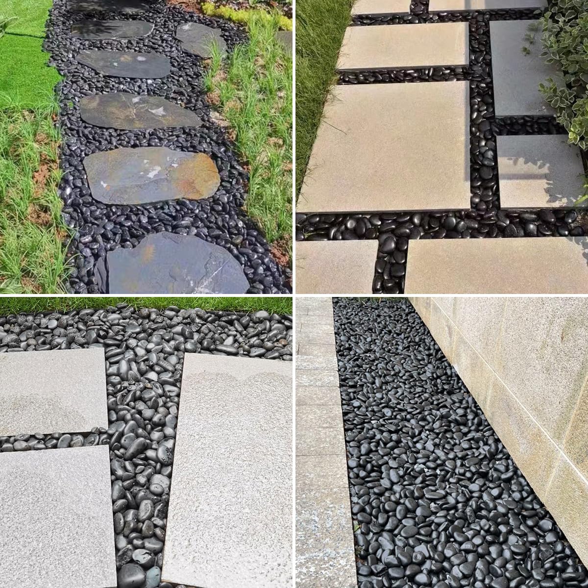 SHIZWU Natural Black River Rocks - 2-3 inch 5LB High Polished Decorative Pebbles, Black Stones for Landscaping, Natural River Rocks for Outdoor Décor, Polished Pebbles for Plants.