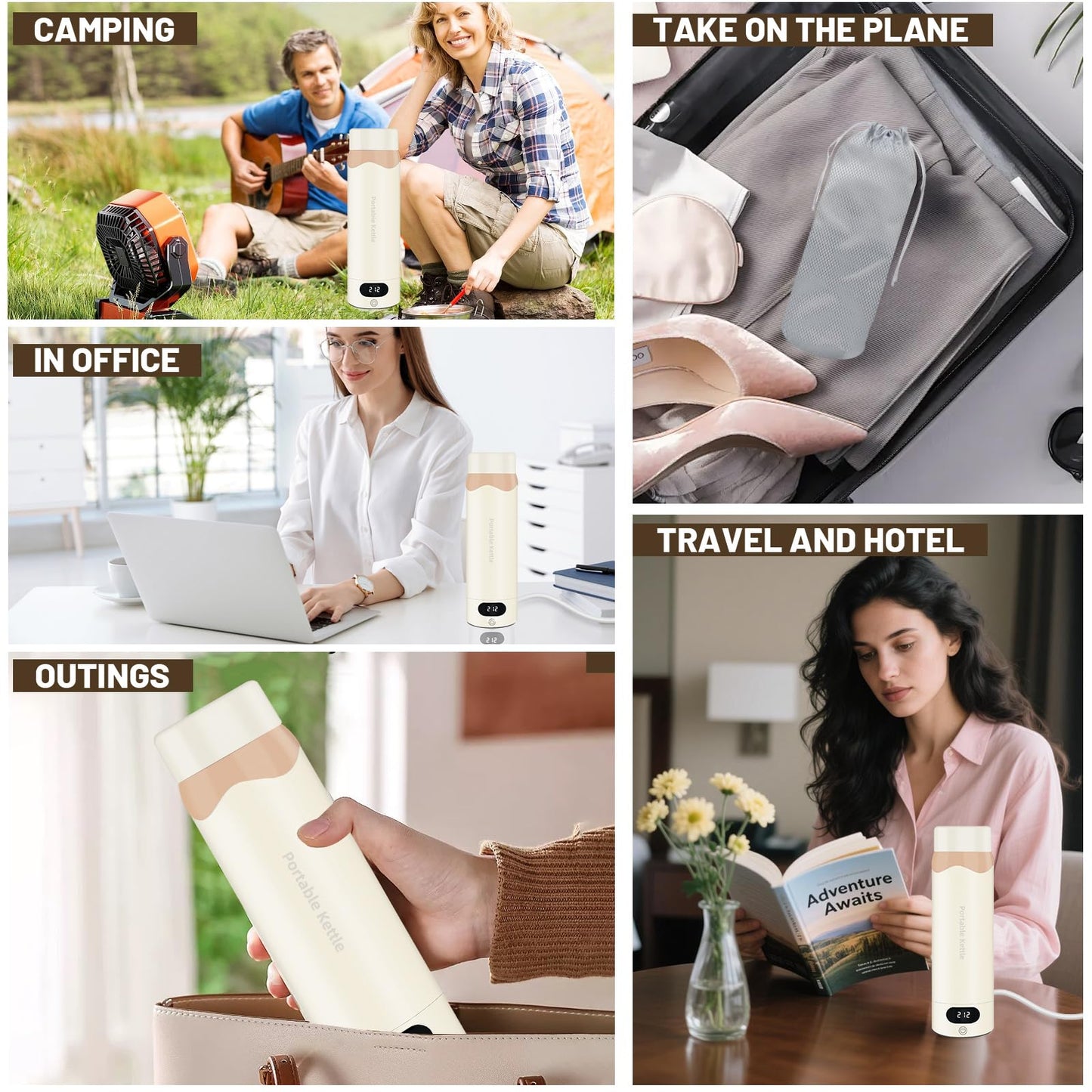 Travel Electric Kettle Portable Mini Kettle, 316 Stainless Steel 16.91Oz/500mL, Smart Small Hot Water Boiler with 4 Temperature,Fast Boiling water with Auto Shut-Off and Boil Dry Protection