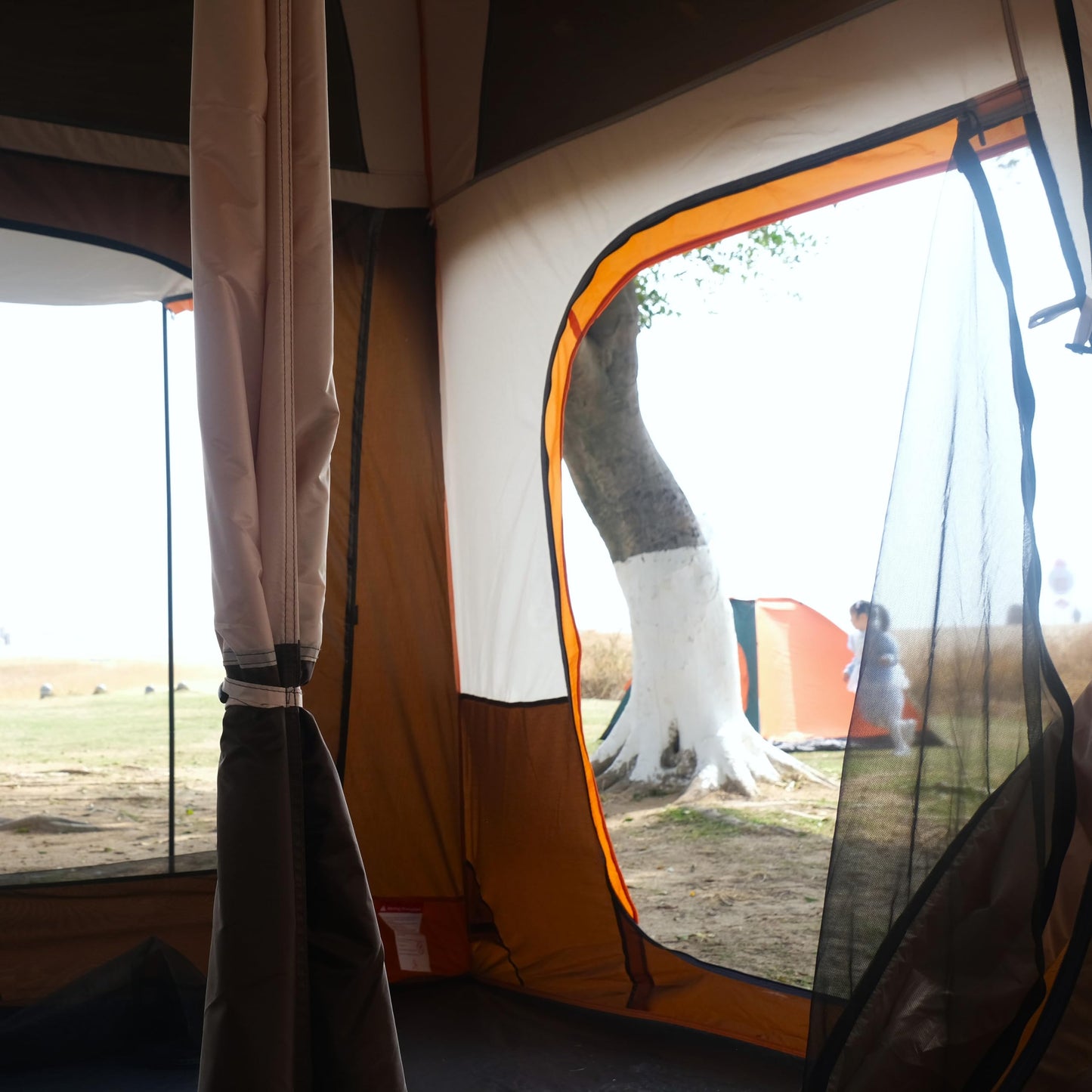 KTT Extra Large Tent 12 Person,Family Cabin Tents,2 Rooms,3 Doors and 3 Windows with Mesh,Straight Wall,Waterproof,Double Layer,Big Tent for Outdoor,Picnic,Camping,Family Gathering(Brown)