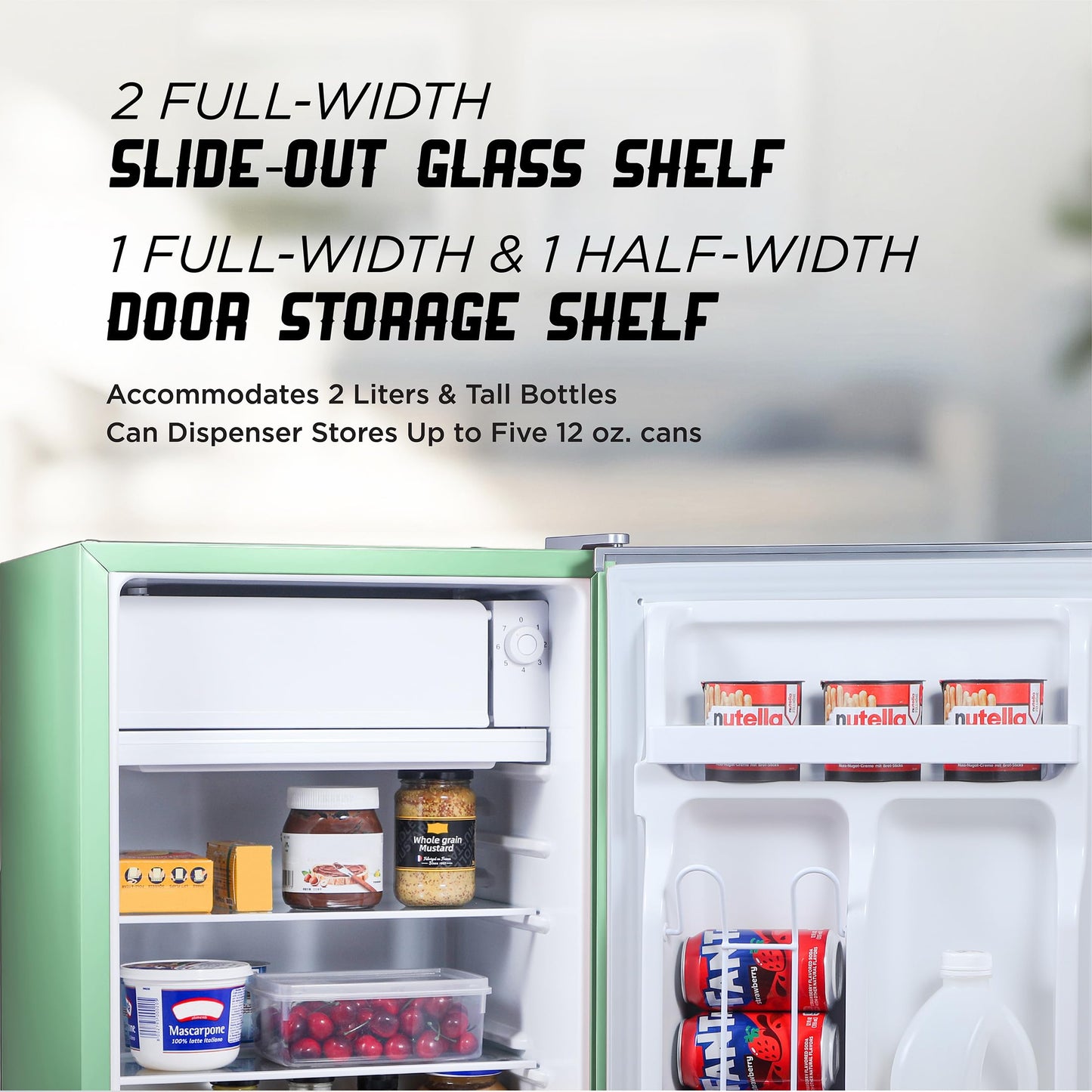 ICEBOX 2.5 Cu. Ft. Compact Refrigerator, ENERGY STAR Certified Small Refrigerator, Single Door Mini Fridge with Chiller Compartment, R600a Refrigerant, IBCR25MNT, Mint Green