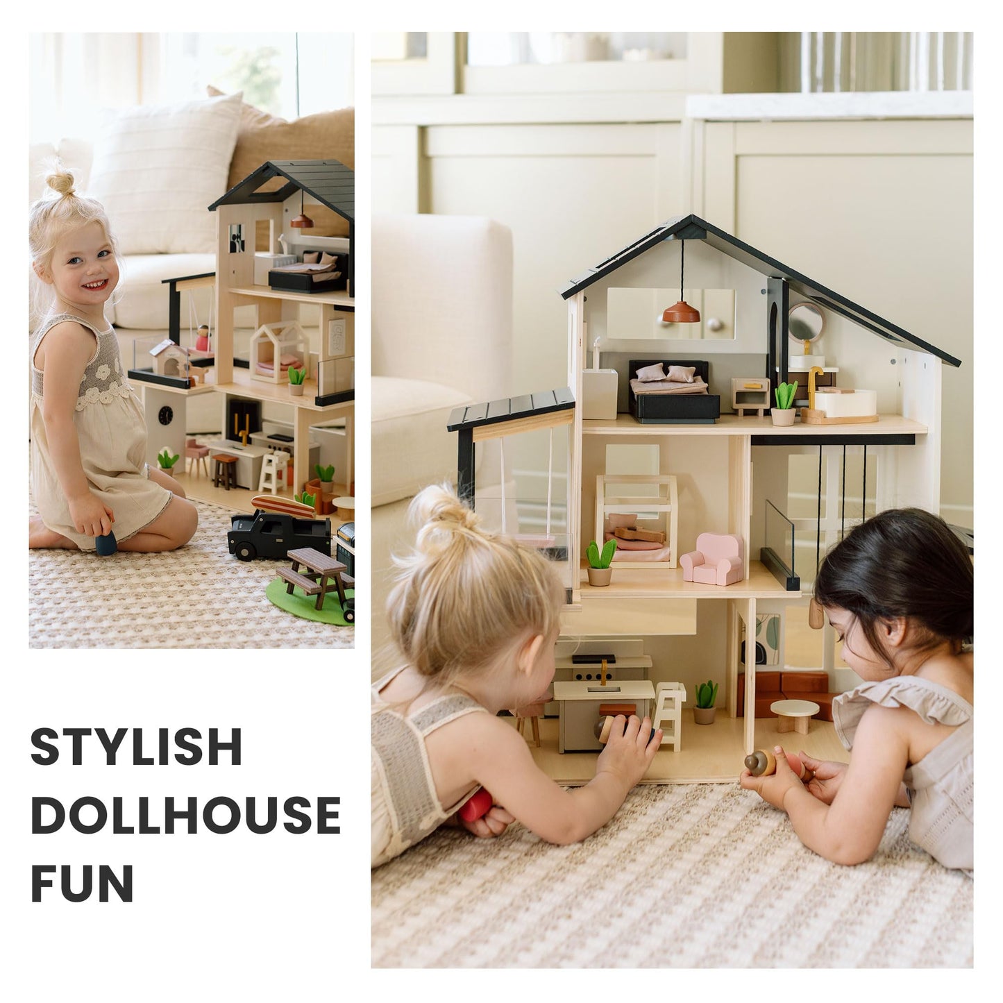 Doll House，Wooden Dollhouse People Set，Wooden Dollhouse Garage Set