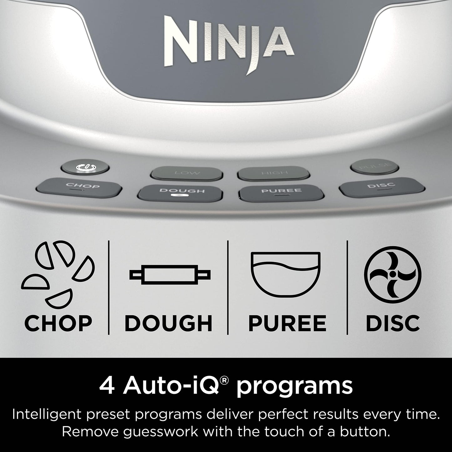 Ninja Food Processor, Professional XL, 1200 Peak-Watts, 4-in-1, Chopping, Slicing/Shredding, Purees, Dough, 12-Cup Processor Bowl, 2 Blades & 2 Discs, Feed Chute/Pusher, Black, NF701