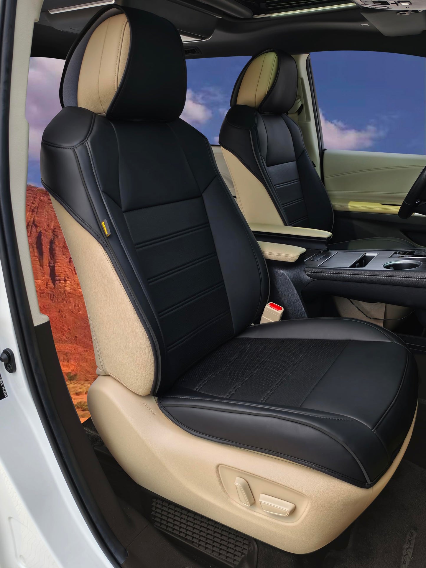 Syusvluc Custom Fit Front Seat Covers for Toyota Rav4 Corolla Cross Sienna Universal Car Seat Protectors with Waterproof and Easy to Install for Women Front Seat Cover - Faux Leather（Black）