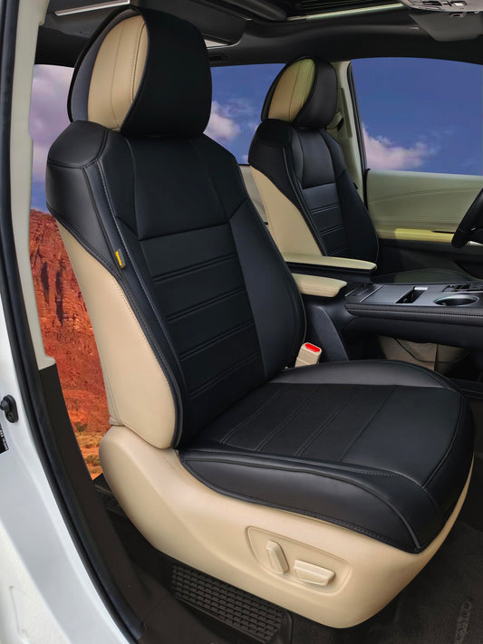 Syusvluc Custom Fit Front Seat Covers for Toyota Rav4 Corolla Cross Sienna Universal Car Seat Protectors with Waterproof and Easy to Install for Women Front Seat Cover - Faux Leather（Black）